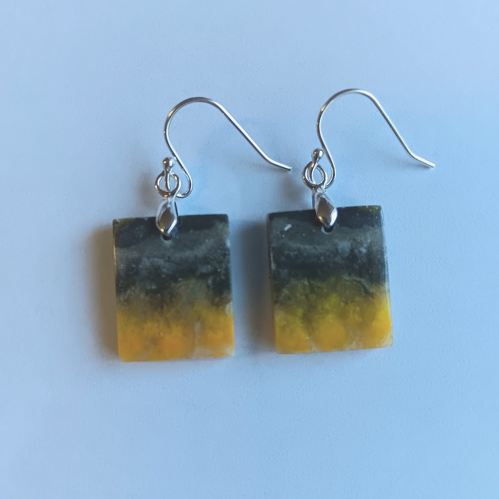 Bumblebee Jasper Gemstone Earrings with 925 Sterling Silver Findings